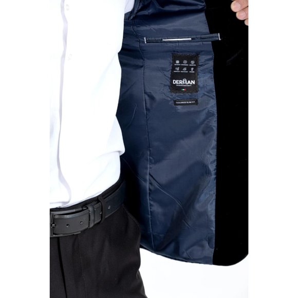 Derman Navy Spotted Pattern Silvery Fabric Tuxedo - Picture 7 of 7